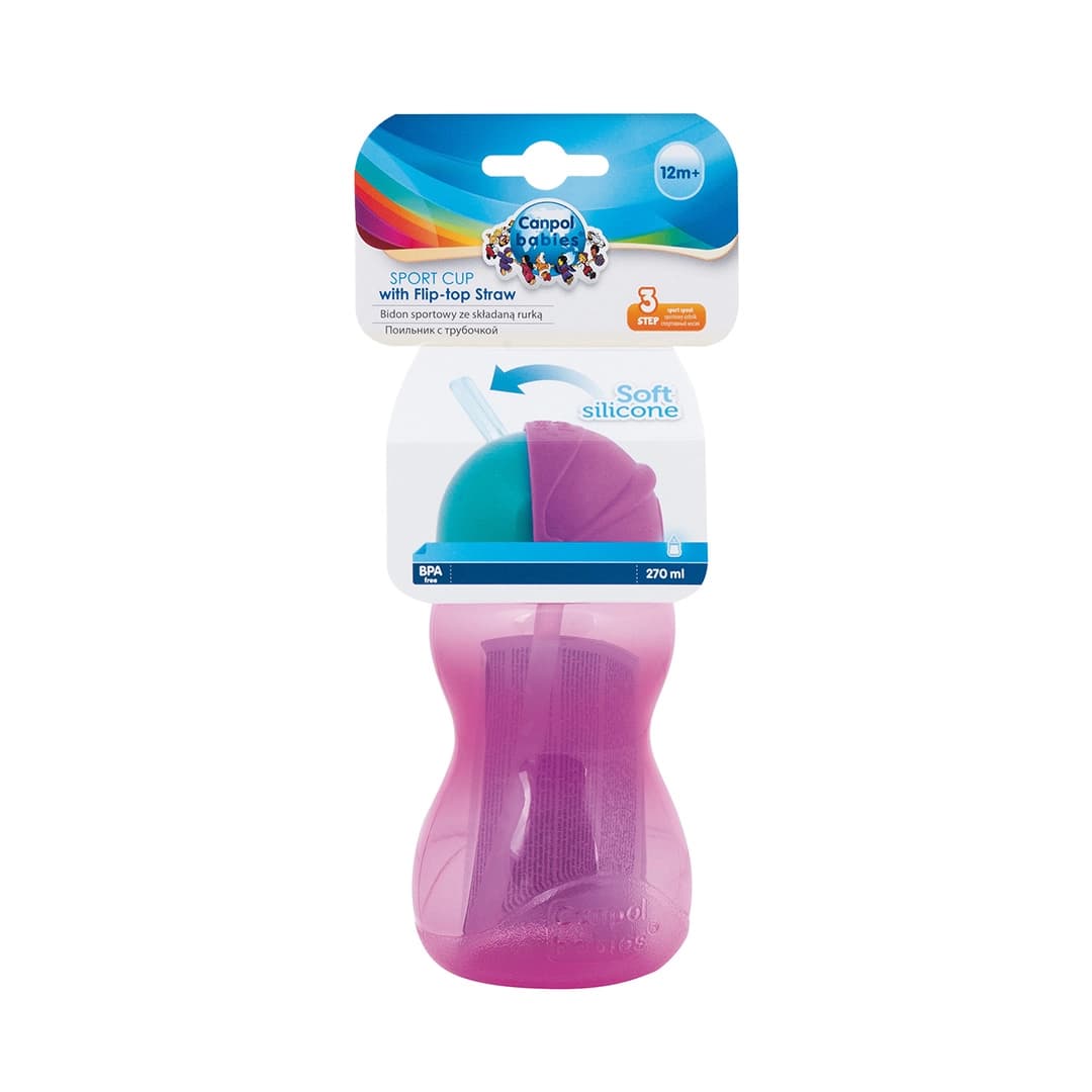 Canpol Tasse Sport Avec Paille Retractable 270ml 56/109 Rose