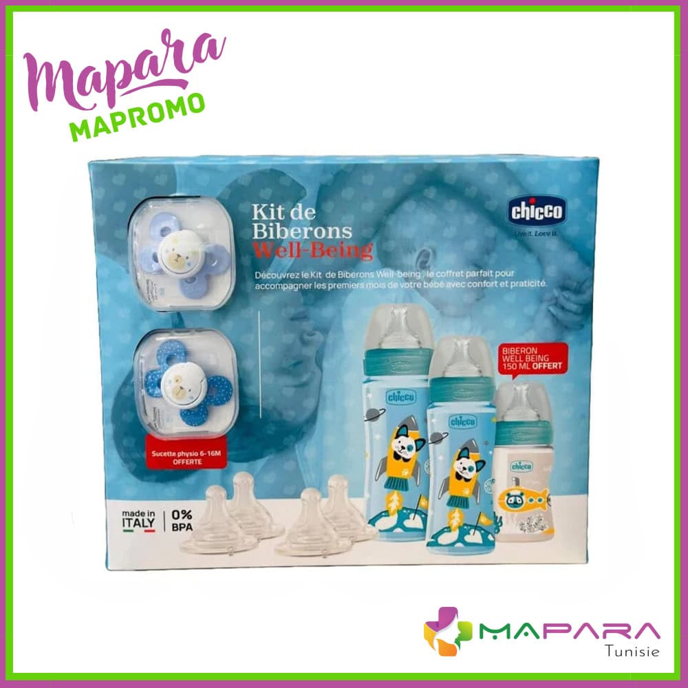 Chicco Kit De Biberons Well Being Bleu