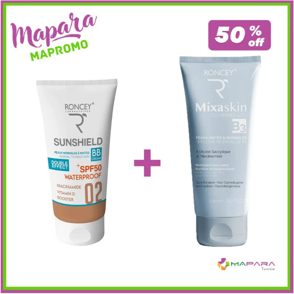 Roncey Coffret Sunshield Teinte 02 Et Mixaskin Pour Peaux Mixte -50%