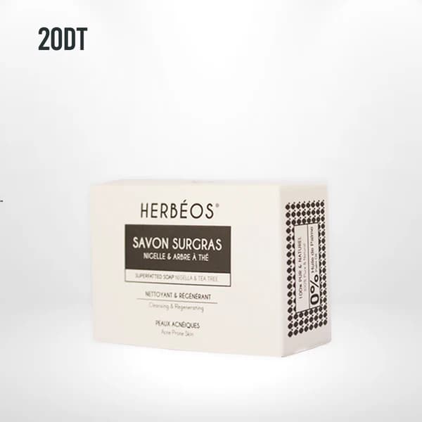 Herbeos Savon Surgras Nettoyant Regenerant Peaux Acneique 100gr