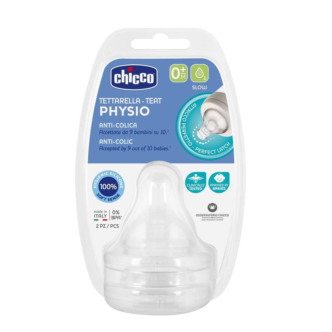 Chicco Physio 2 Tetines Debit Lent 0 Mois Et +