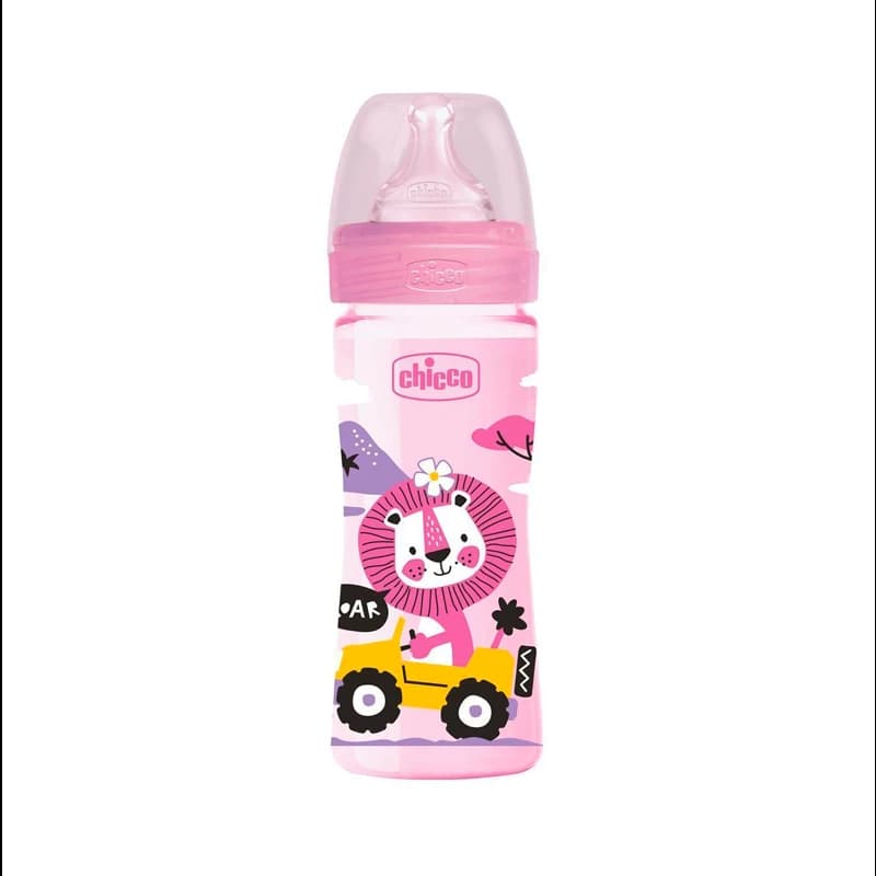 Chicco Well Being Biberon Debit Moyen 2m+ Rose 250ml