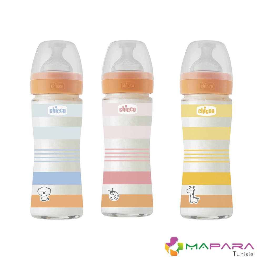 Chicco Biberon Well-being En Verre Flux Lent 0M+ 240ml