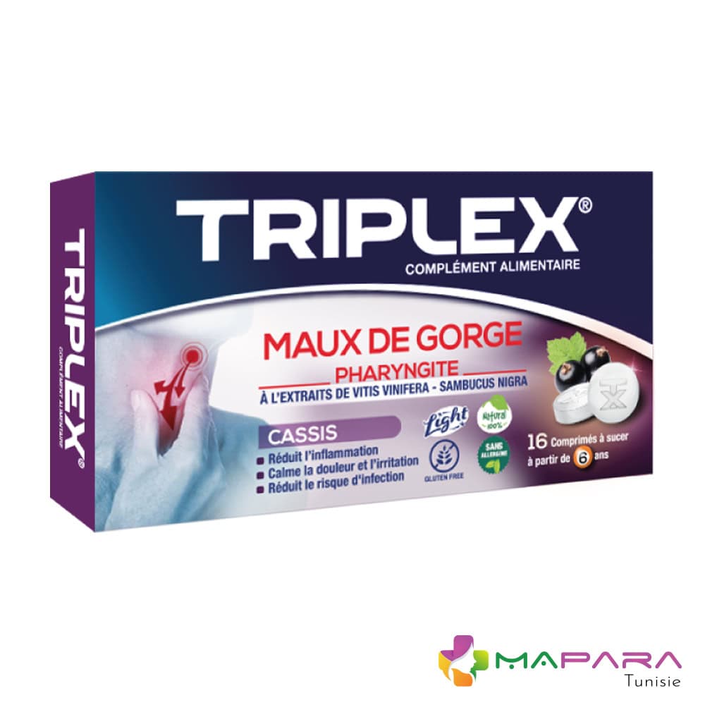 Triplex Maux De Gorge Cassis 16 Comprimes