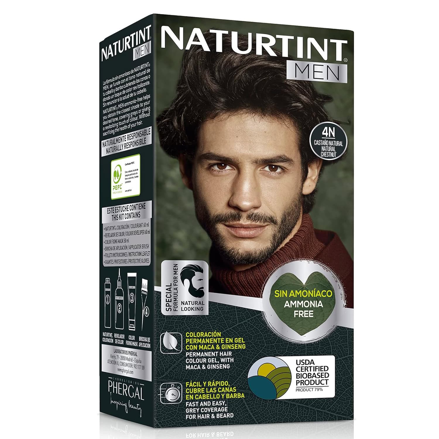 Naturtint Men GEL Colorant Permanent 4N Chatain Naturel 150ml