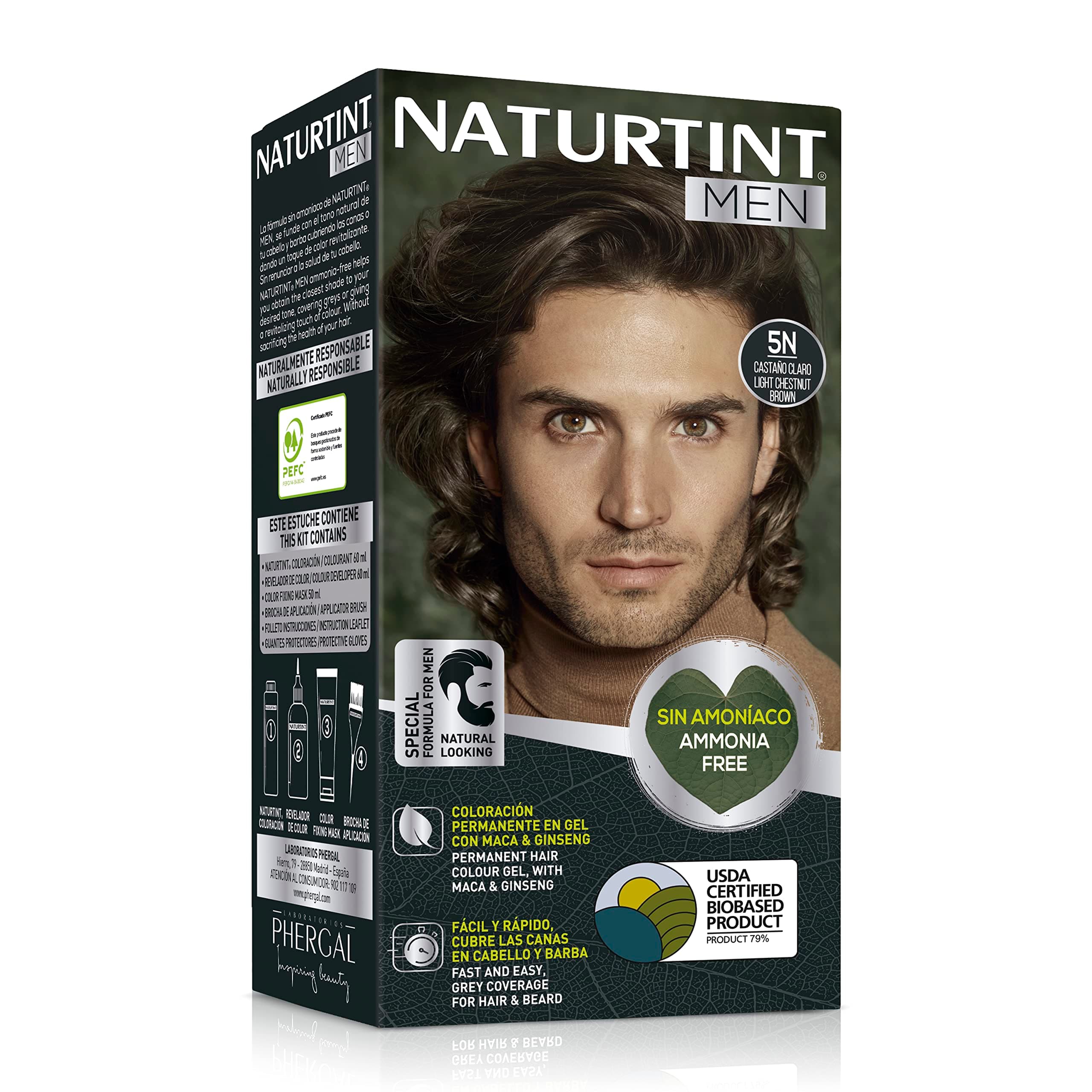 Naturtint Men GEL Colorant Permanent 5N Chatain Clair 150ml
