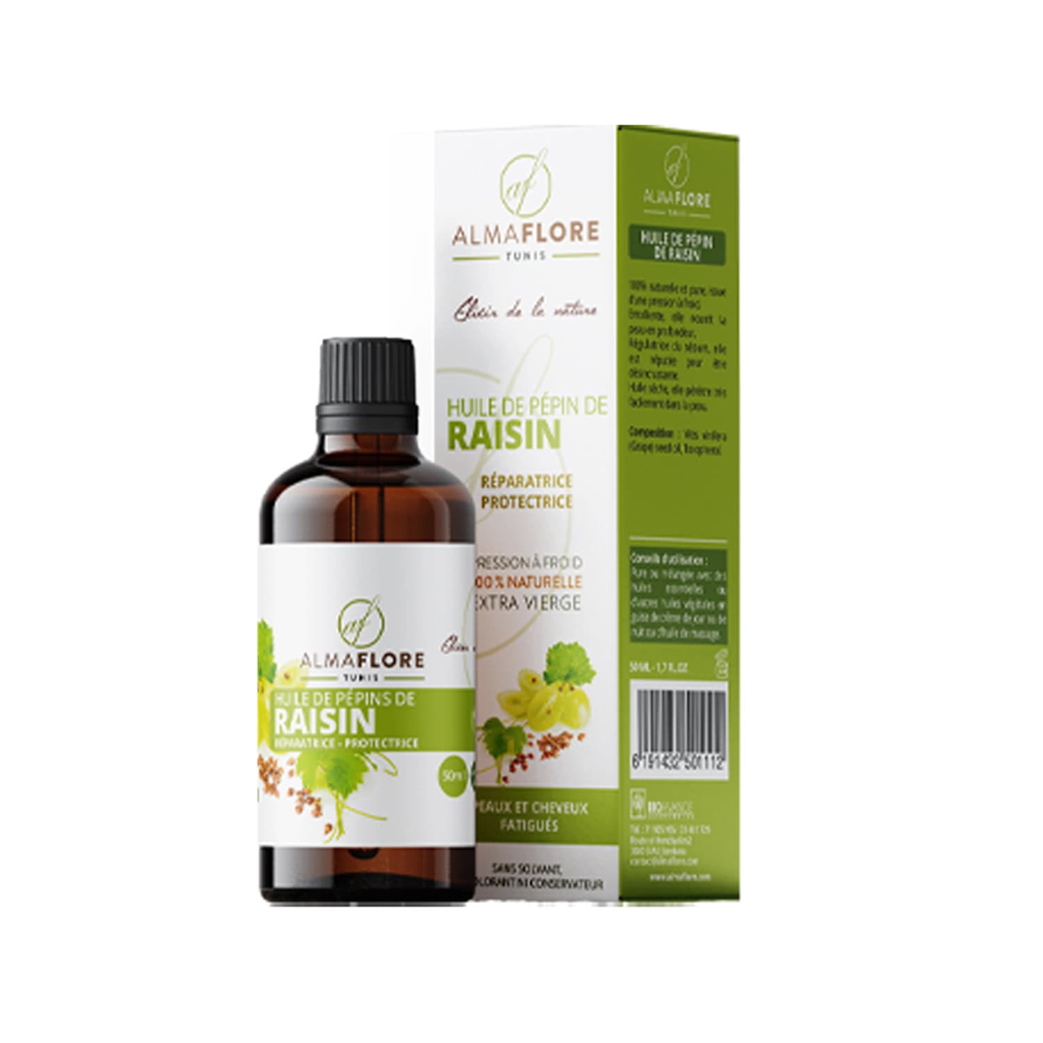 Almaflore Huile De Pepin De Raisin Bio 50ml