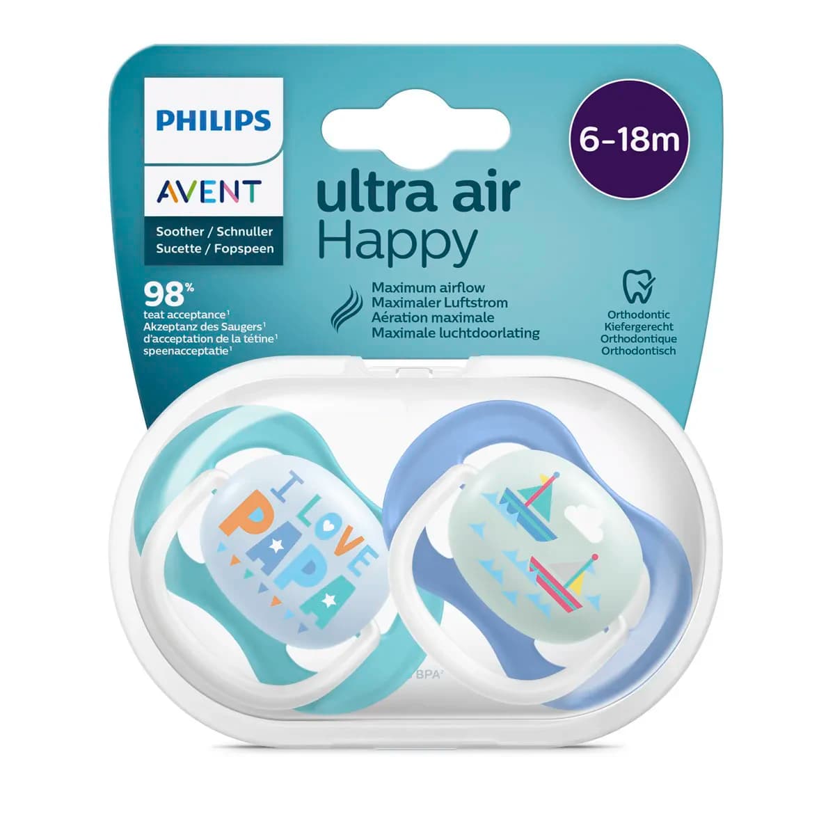 Avent Philips Sucette Ultra Air Happy Garcon 6-18 Mois