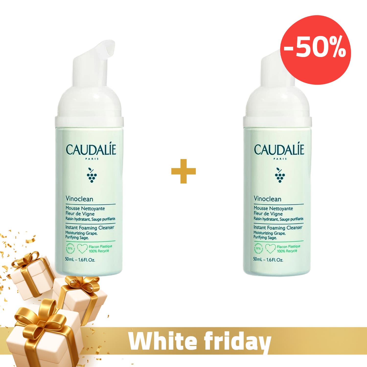 Caudalie Vinoclean Mousse Nettoyante Fleur De Vigne Lot De 2 X 150ml (-50%)