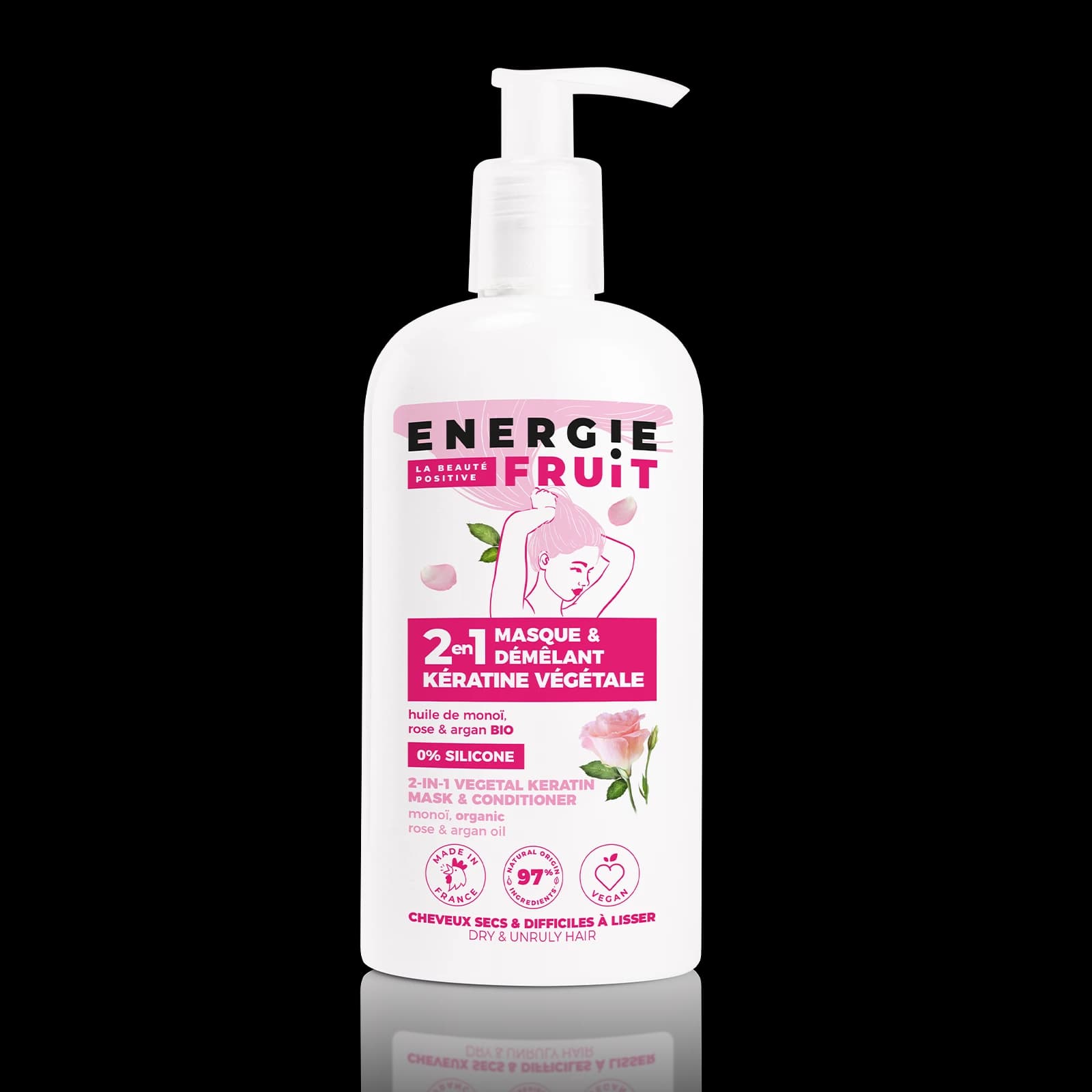 Energie Fruit 2en1 Masque Demelant Keratine Vegetale A L'huile De Monoi, Rose Et Argan 300ml