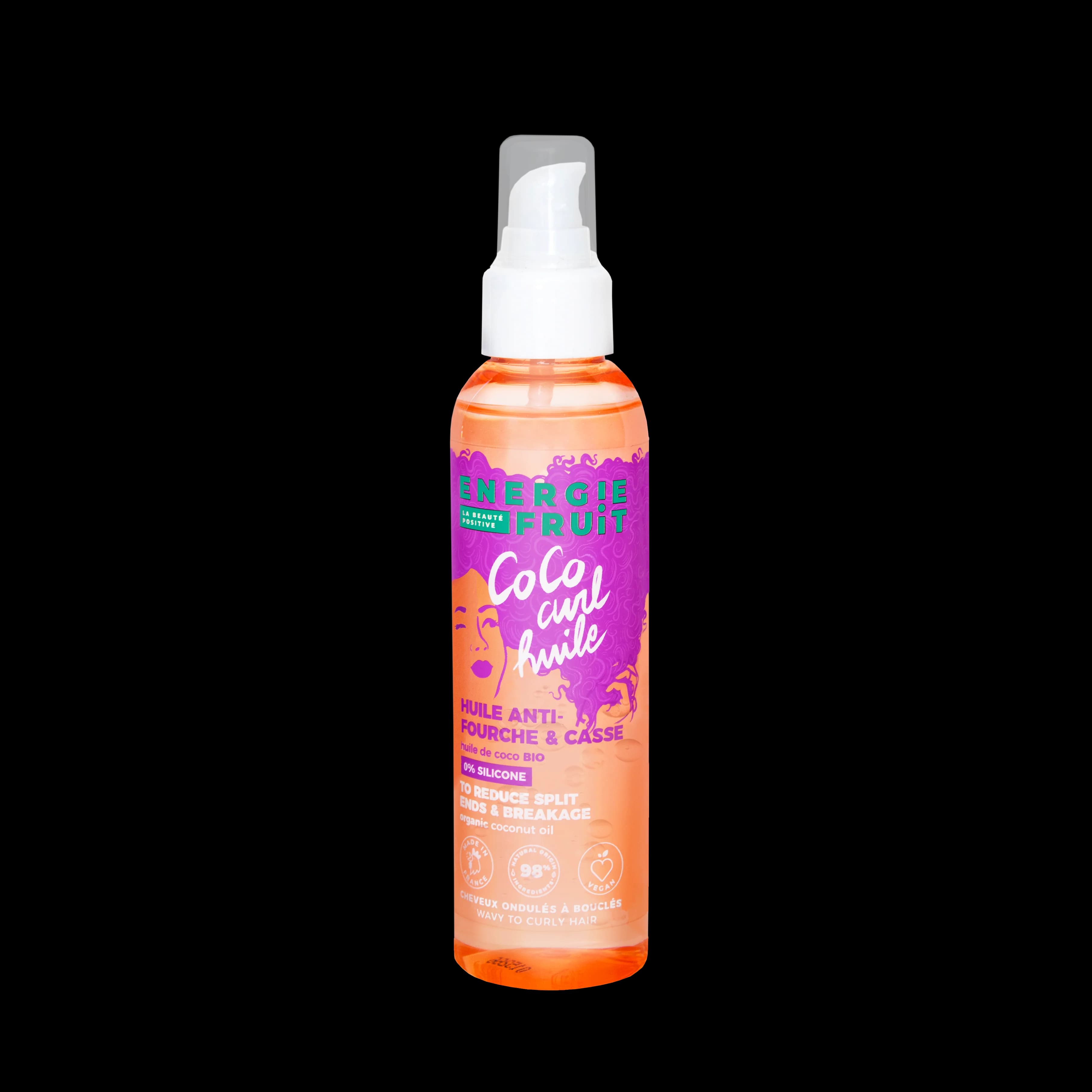Energie Fruit Coco Curl Huile Anti-fourche Et Casse Cheveux Ondules A Boucles 150ml