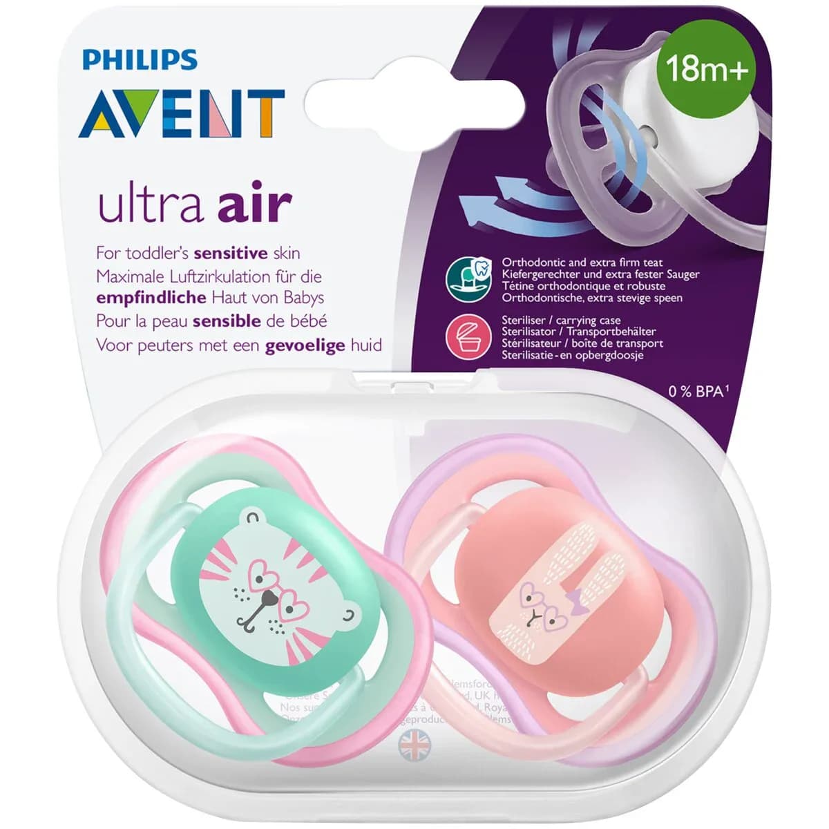 Avent Philips 2 Sucettes Ultra Air Scf349-13 18+ Mois