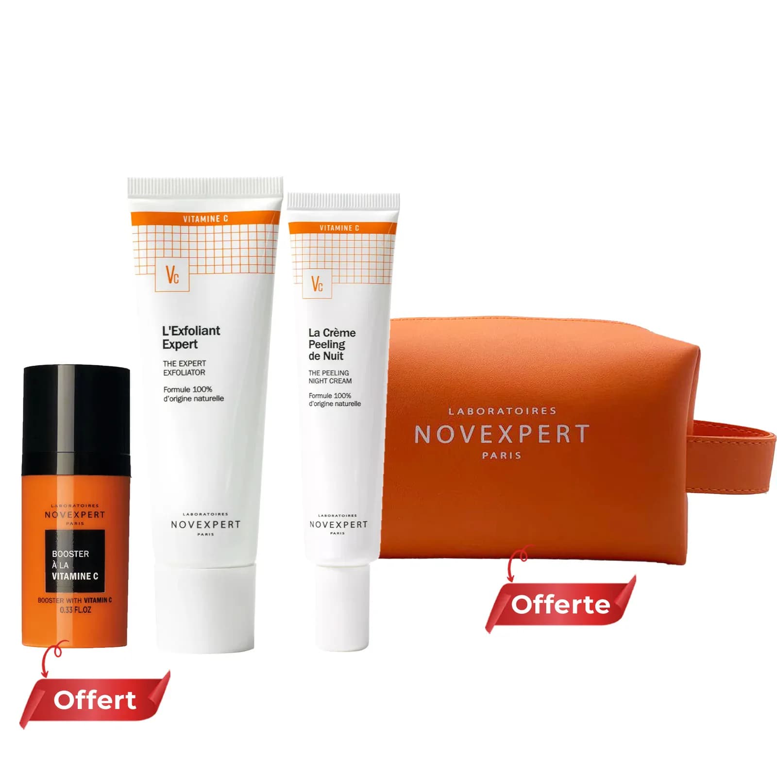 Novexpert La Creme Peeling De Nuit + Novexpert L’exfoliant Expert + Novexpert Miniature Vitamine C Booster Offert + Trousse Offerte
