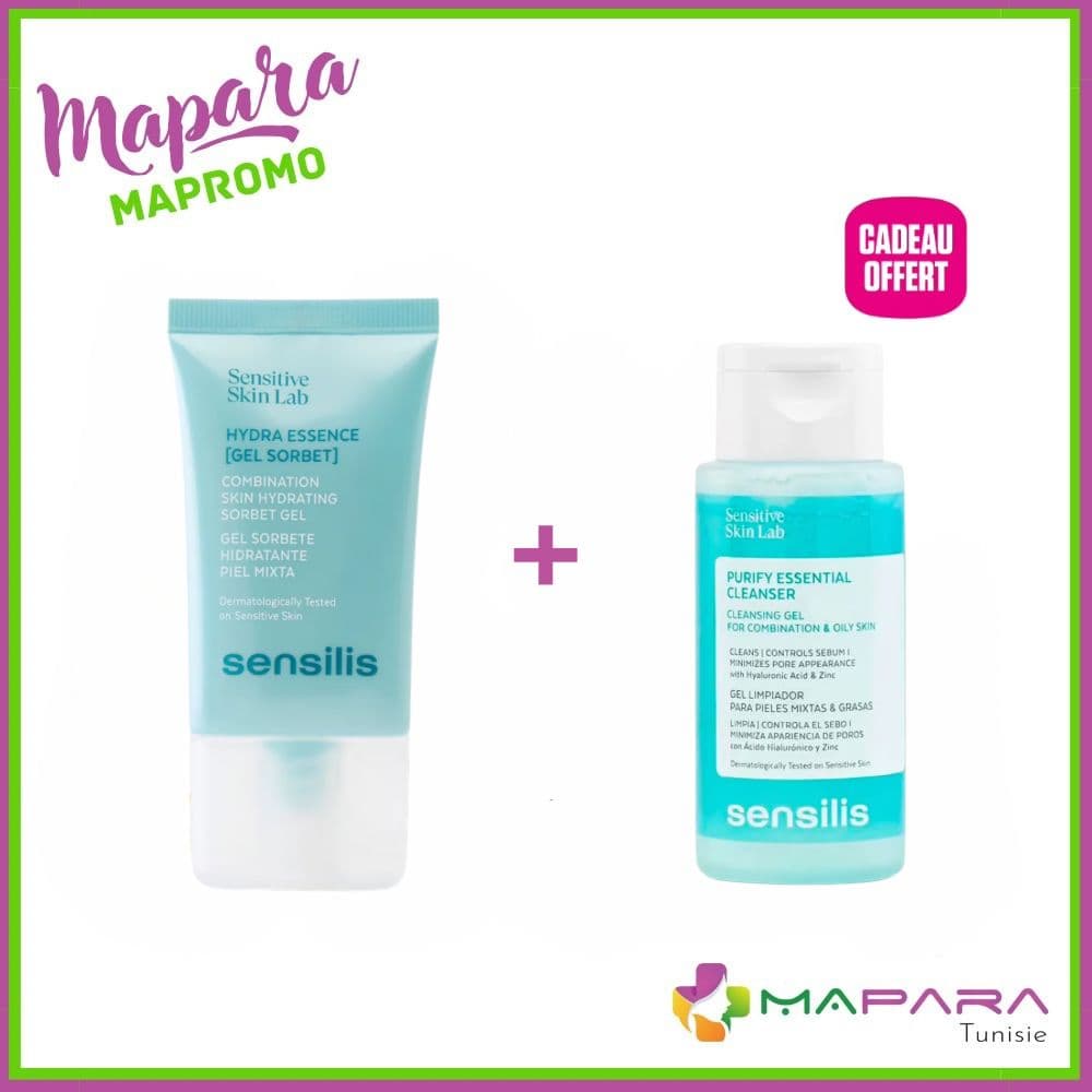 Sensilis Hydra Essence GEL Sorbet 40ml + Purify Essential Cleanser GEL Nettoyant 100ml Offert