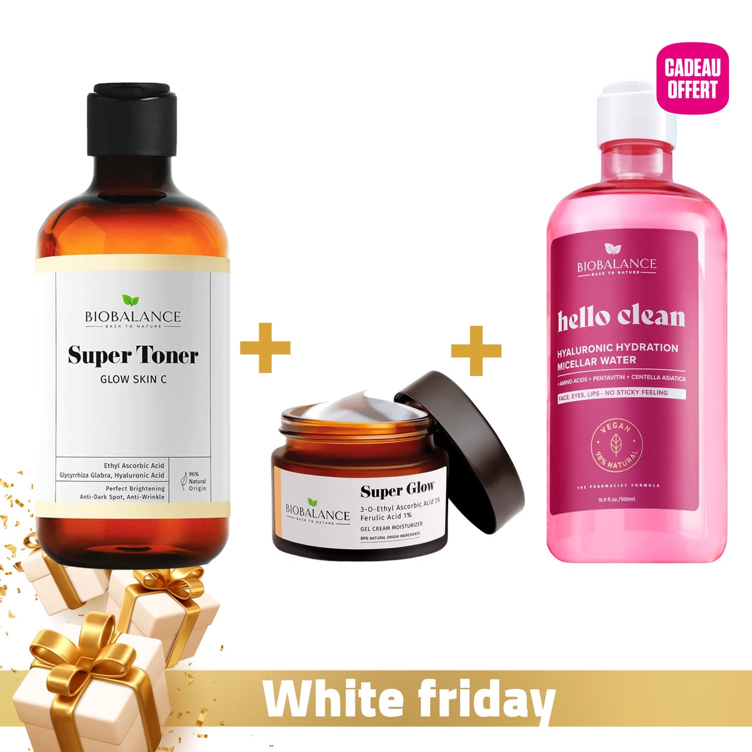 Biobalance Glow Vitamine C Super Toner + Super Glow + Eau Micellaire Hyaluronique Offerte