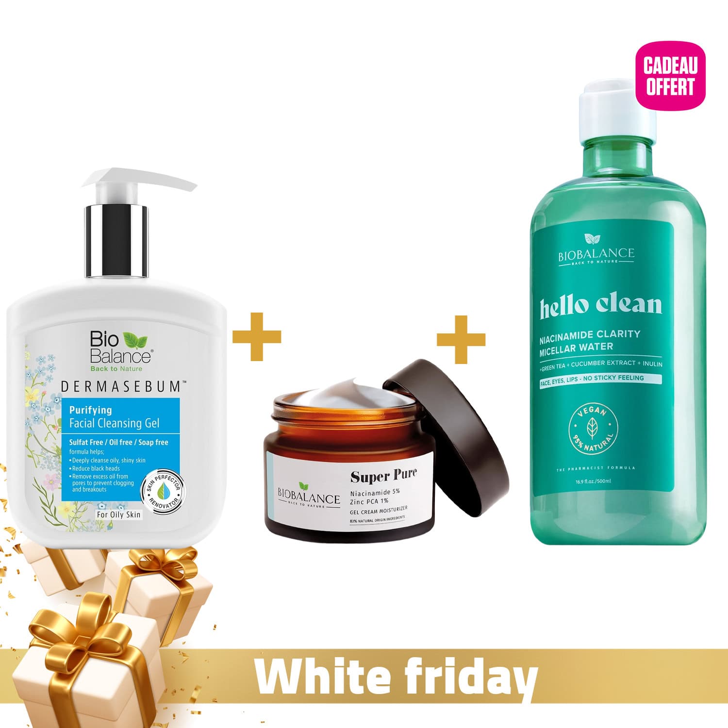 Biobalance Peaux Mixtes A Grasses GEL Nettoyant + Super Pure + Eau Micellaire Niacinamide Offerte