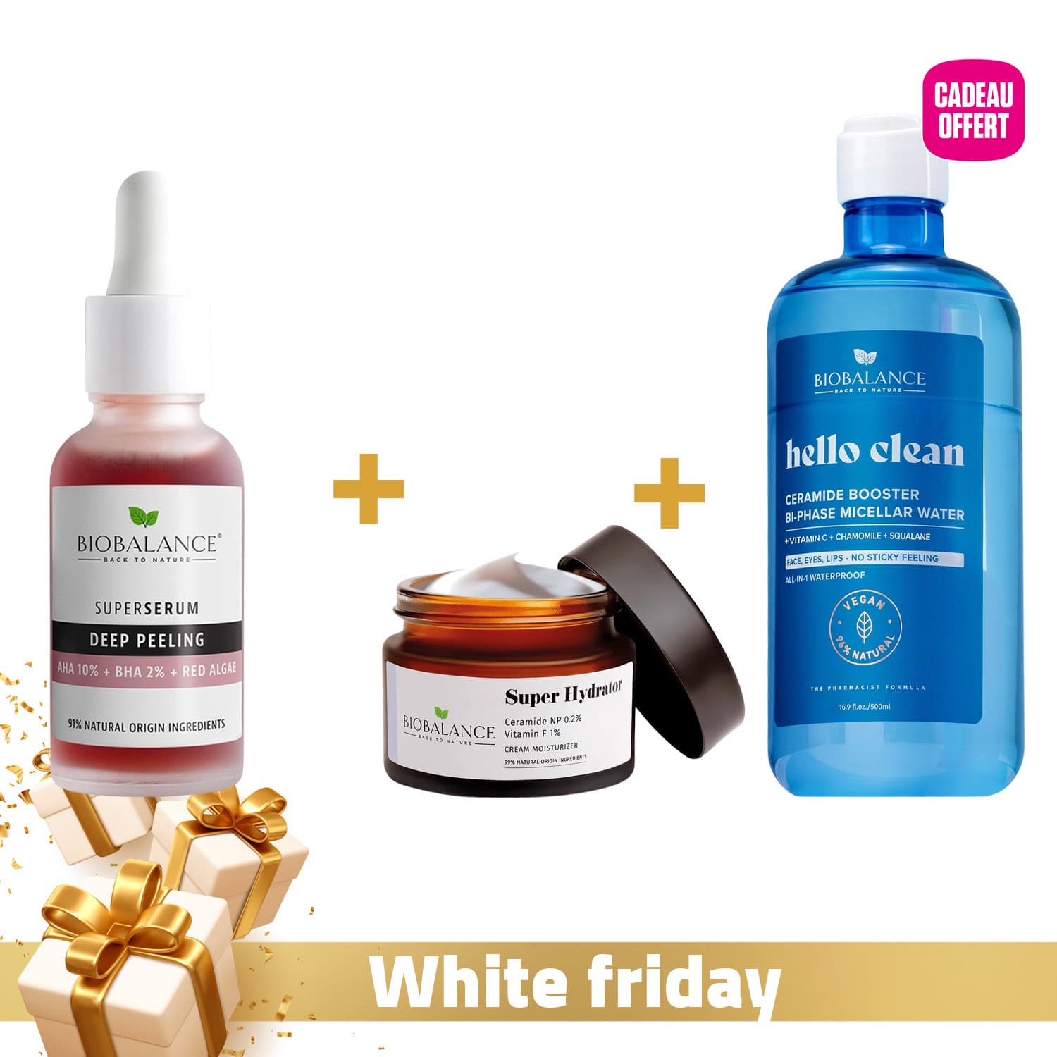 Biobalance Peeling Eclat Et Hydratation Serum Aha 30ml + Hydrator 50ml + Eau Micellaire Ceramide Offerte
