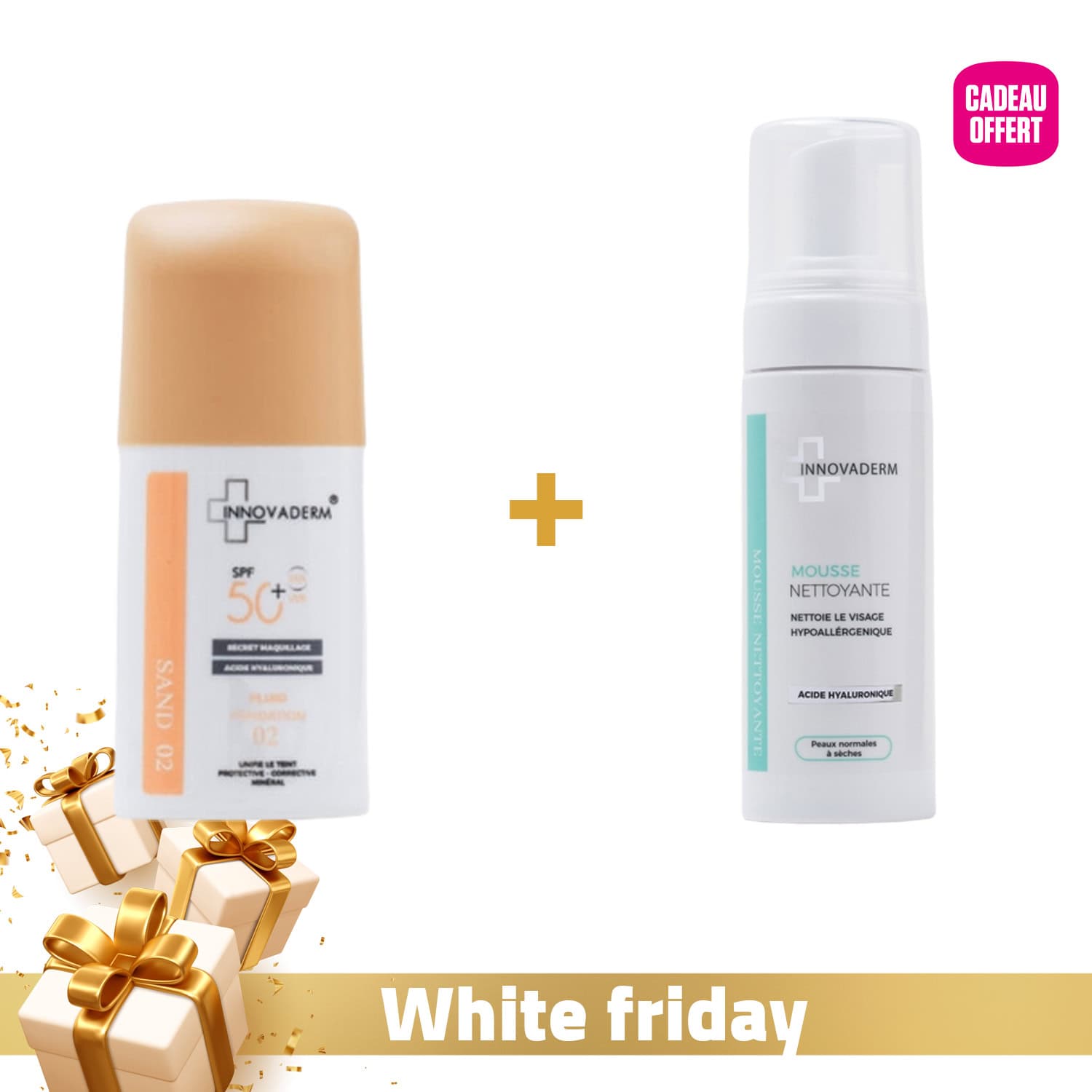 Innovaderm Fond De Teint Mineral Sand 2 Spf50+ + Mousse Nettoyante 150ml Offerte