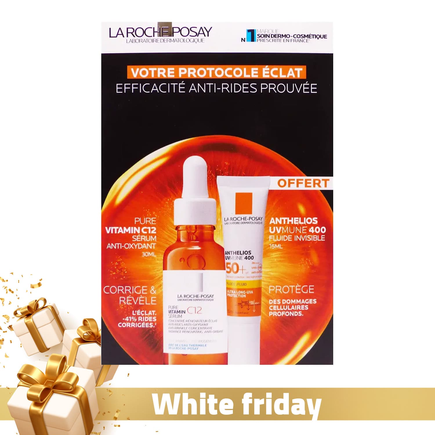 La Roche-posay Coffret Protocole Eclat – Serum Vitamin C12 30ml + Anthelios Fluide Spf50 15ml Offert