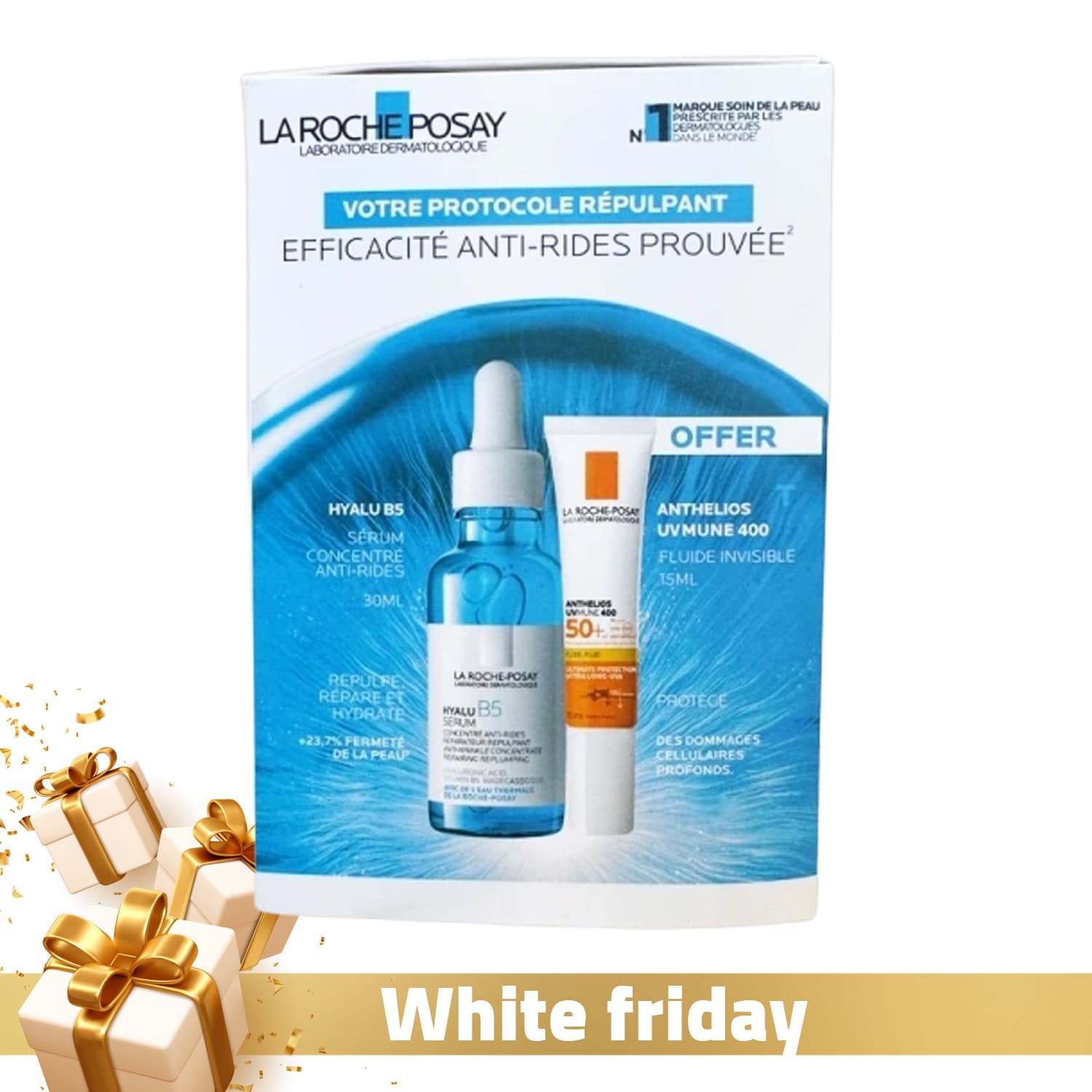 La Roche-posay Coffret Votre Protocole Repulpant — Serum Hyalu B5 30ml + Fluide Solaire Anthelios Uvmune 400 Spf50+ 15ml Offert