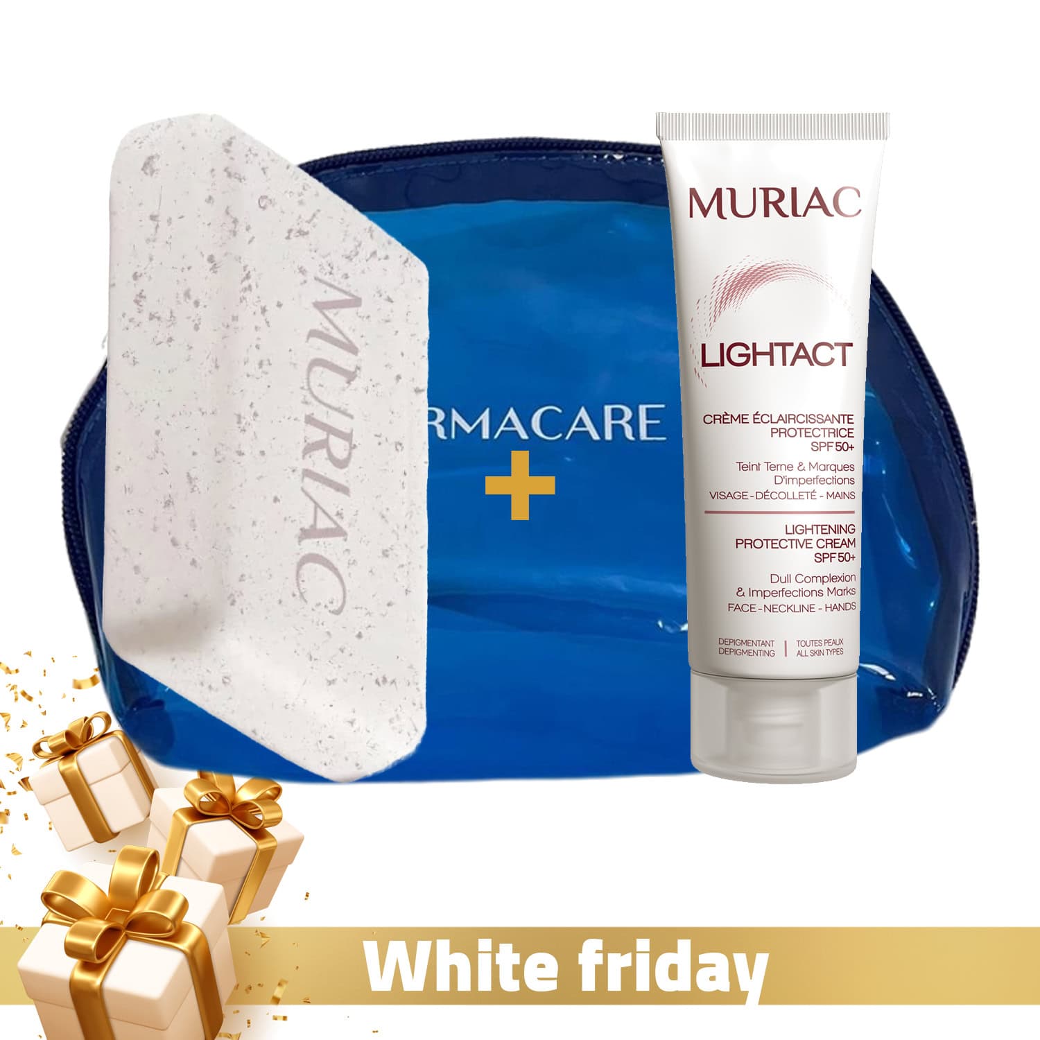 Muriac Lightact Savon Exfoliant + Muriac Lightact Creme Eclaircissante Spf50+ 50ml + Trousse Offert