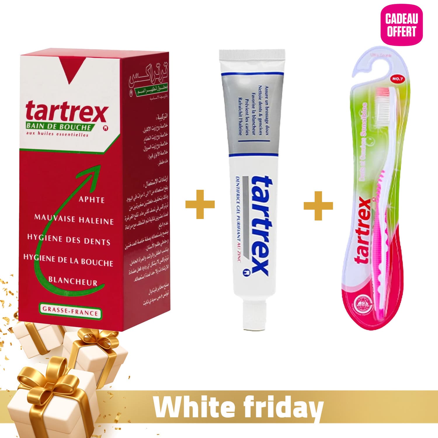 Phyteal Tartrex Bain De Bouche 250ml + Dentifrice GEL Purifiant Au Zinc 75ml + Brosse A Dents Ultra Souple (offert)