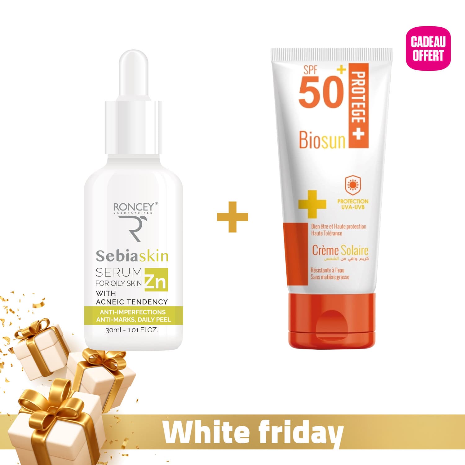 Roncey Sebiaskin Serum Visage Anti-acne 30ml + Biosun Ecran Spf50+ 50ml Offert
