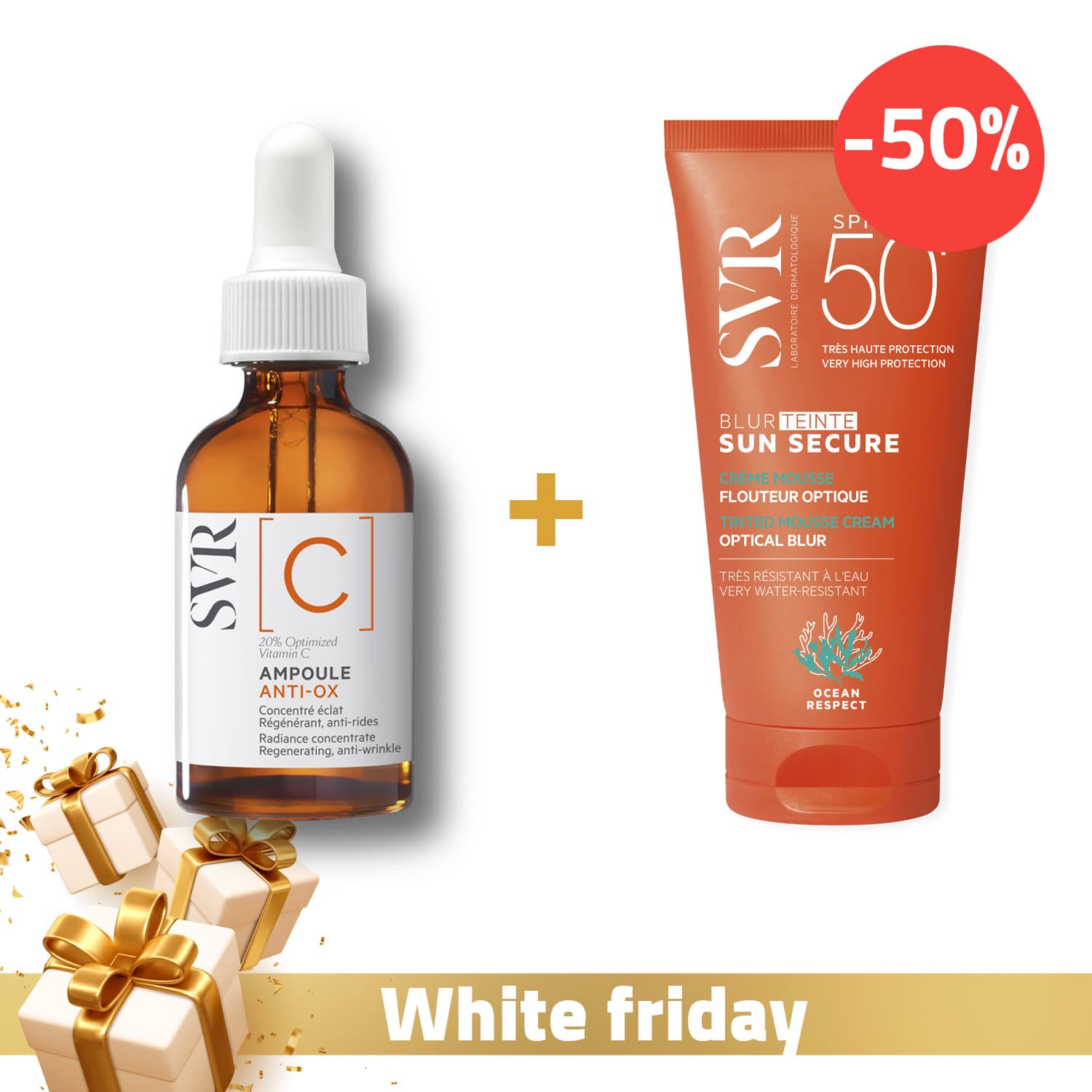 SVR Serum Ampoule C + Sun Secure Blur Teinte Spf50 A -50%