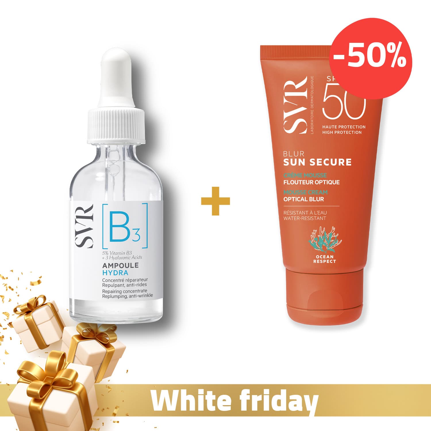 SVR Serum B3 Hydra (niacinamide) + Sun Secure Blur Spf50 A -50%