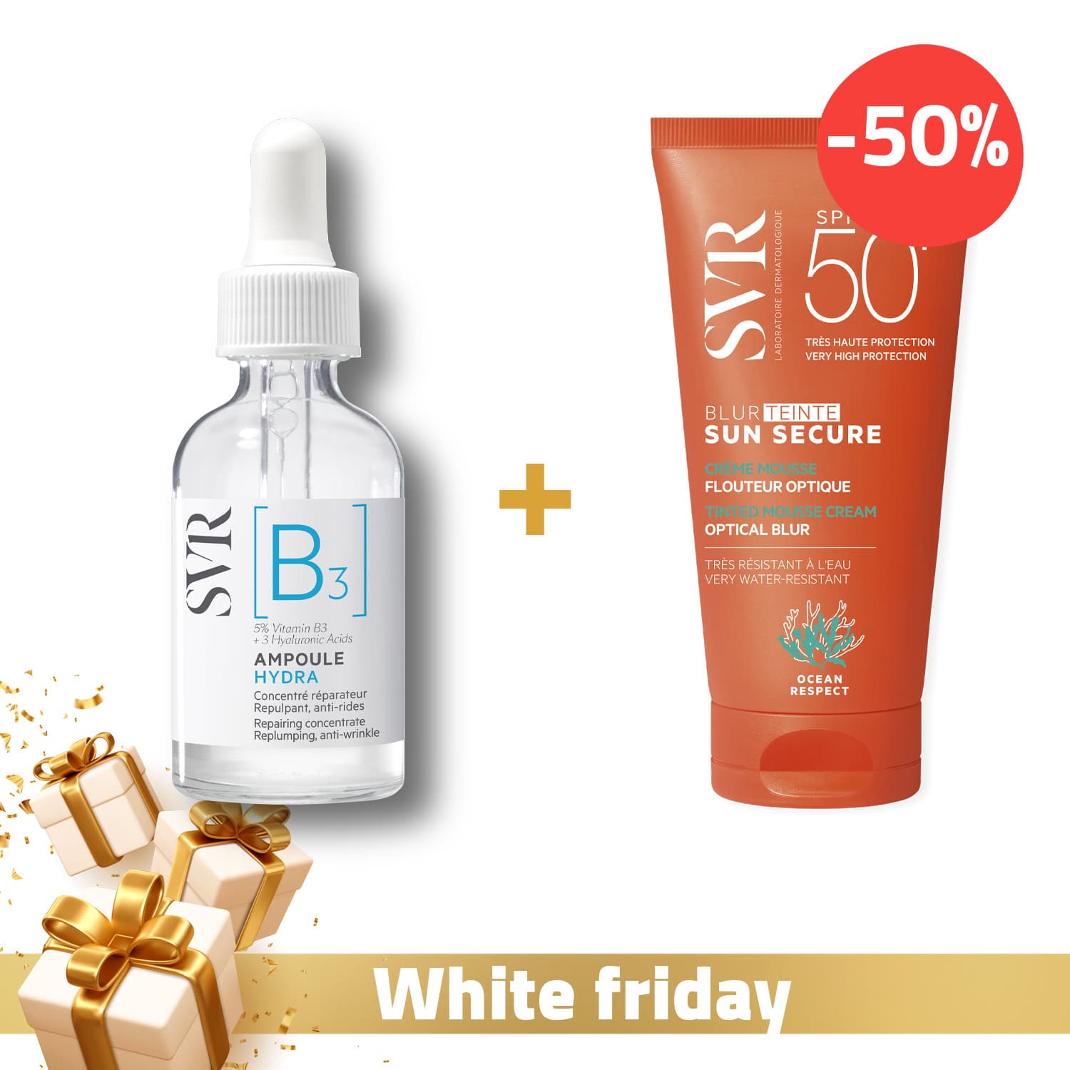 SVR Serum B3 Hydra (niacinamide) + Sun Secure Blur Teinte Spf50 A -50%