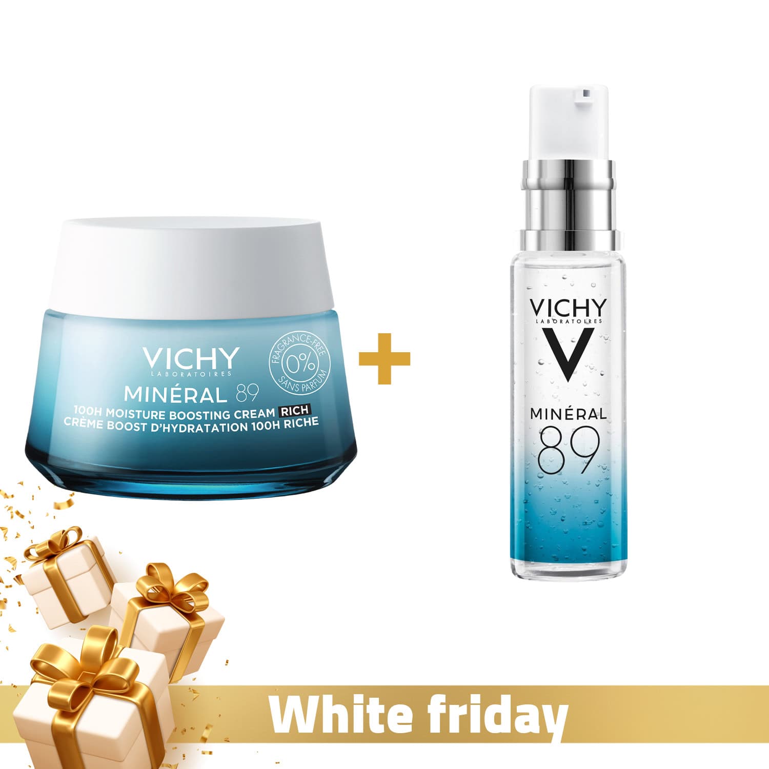 Vichy Mineral 89 Creme Hydratante Riche 50ml + Mineral 89 Booster Serum 10ml Offert