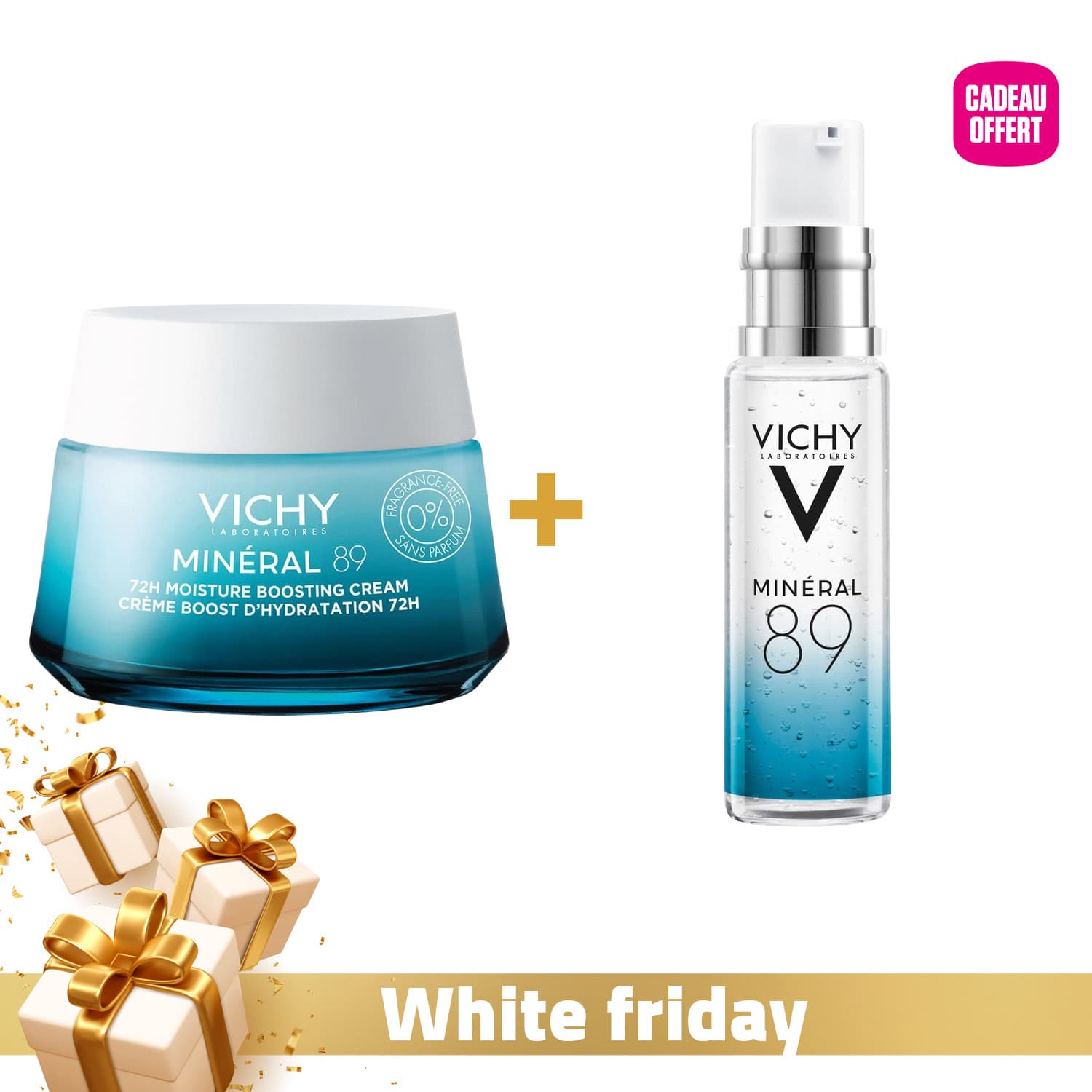 Vichy Mineral 89 Creme Legere Boost Hydratation 72h 50ml + Mineral 89 Booster Serum 10ml Offert