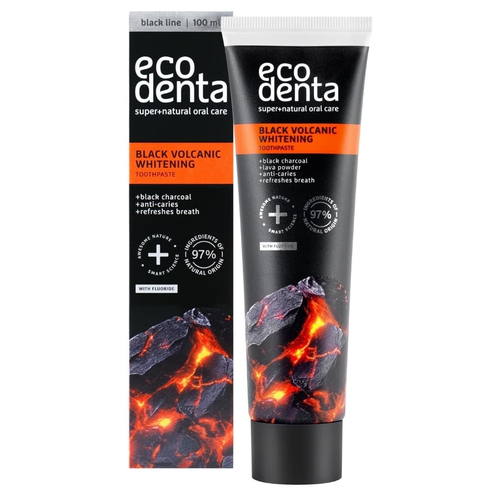 Ecodenta Dentifrice Blanchissant Noir Aux Mineraux Volcaniques 100ml