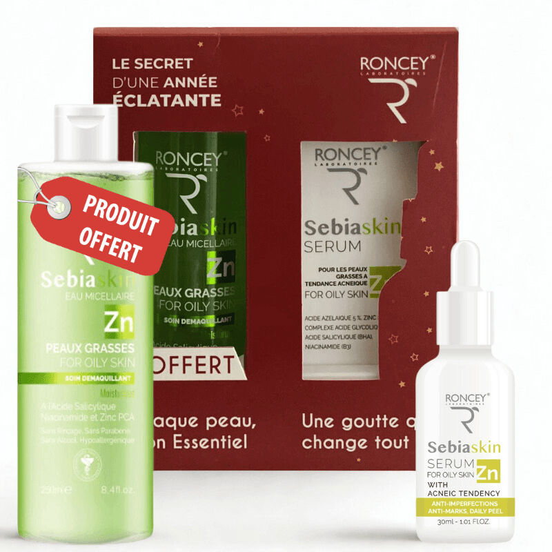 Roncey Coffret Sebiaskin Serum Visage Anti Acne 30ml + Eau Micellaire Peau Grasse 250ml (offert)