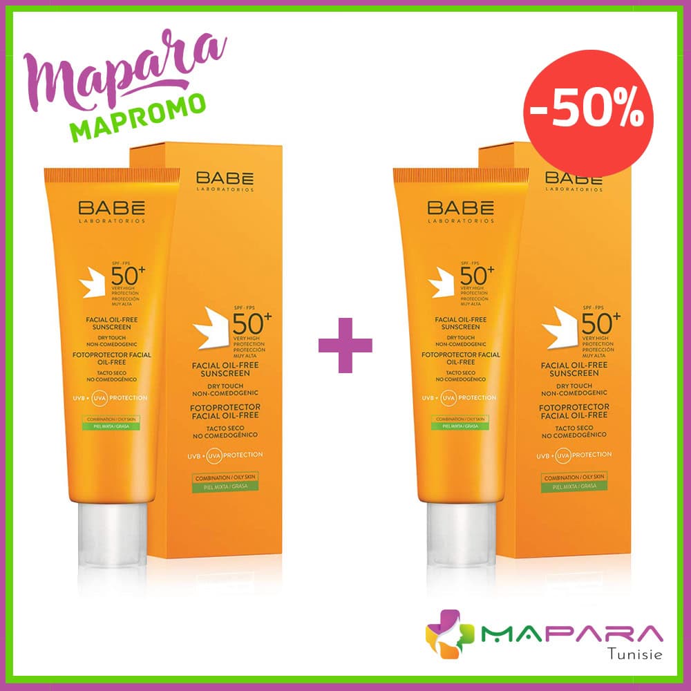 Babe Creme Solaire Oil Free Spf50+ Peaux Mixtes A Grasses 50ml – 2ᵉ A -50 %