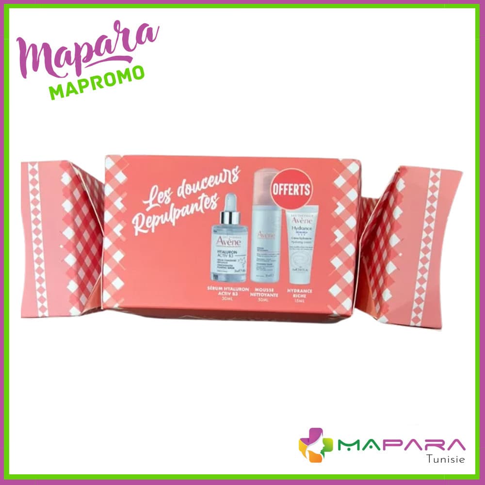 Avene Coffret Hyaluron Activ B3 Serum Concentre Repulpant 30ml + Mousse Nettoyante 50ml Offerte + Hydrance Riche Creme Hydratante 15ml Offerte