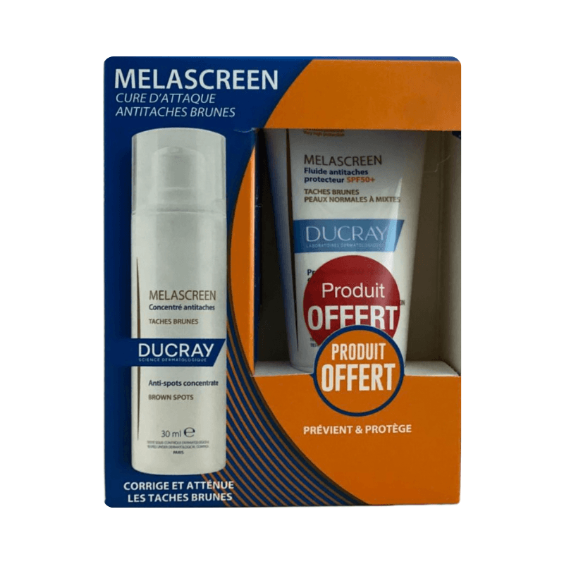 Ducray Coffret Melascreen – Concentre Anti‑taches 30ml + Fluide Anti‑taches Protecteur Spf50+ 50ml (offert)
