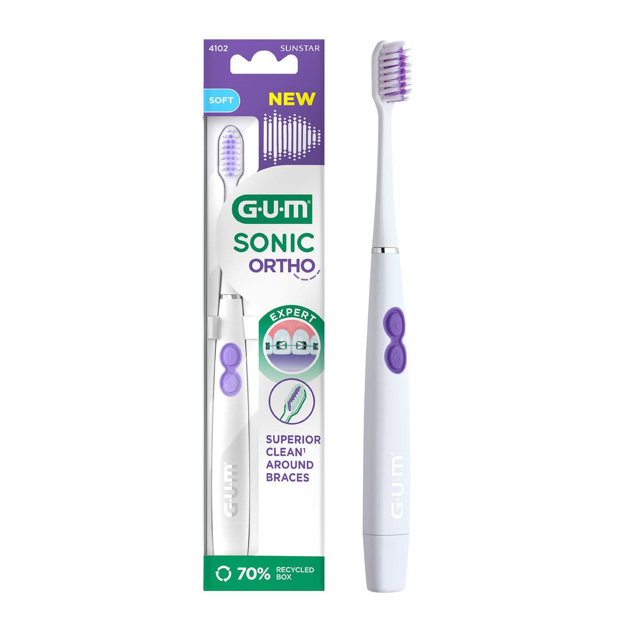 Gum Brosse A Dents Electrique Sonic Ortho Blanche 4102