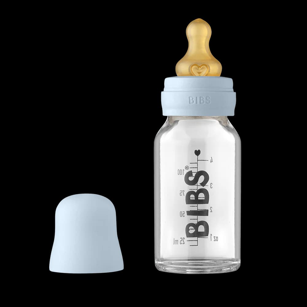 Bibs Biberon En Verre Set Complet Debit Lent Baby Blue 0 Mois Et + 110ml