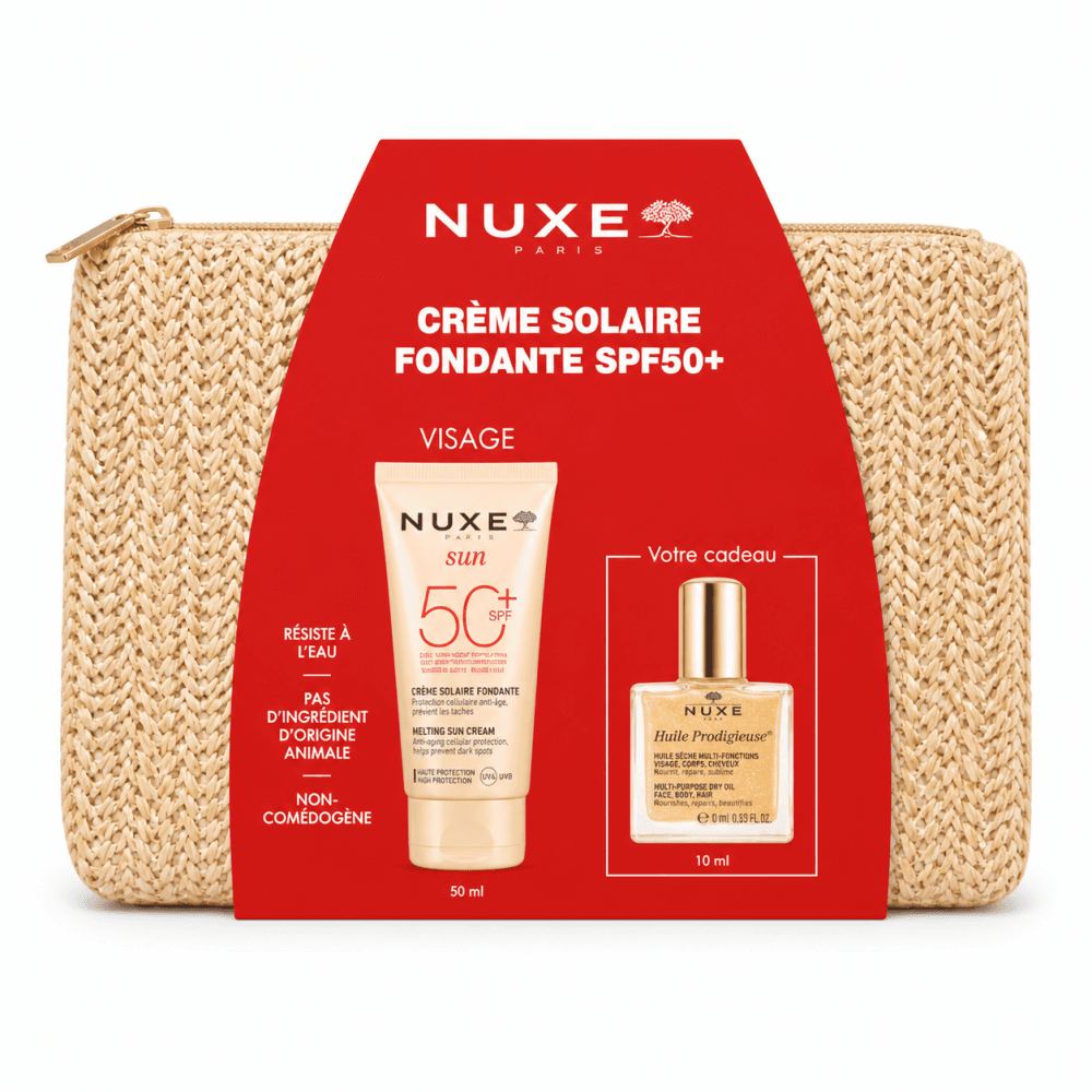 Nuxe Creme Solaire Fondante Spf50+ + Huile Prodigieuse Et Trousse Offerte