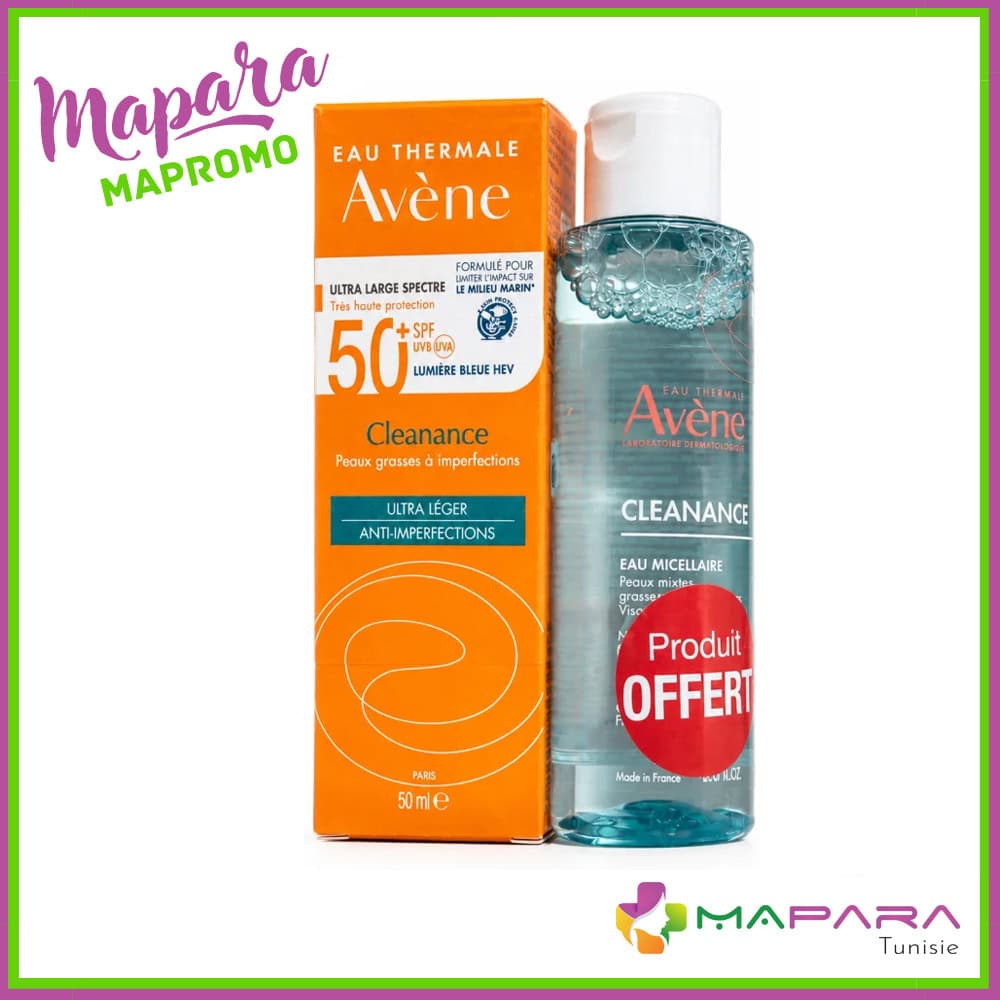 Avene Cleanance Solaire Ultra Legere Anti-imperfections SPF 50+ 50ml + Eau Micellaire 100ml Offerte